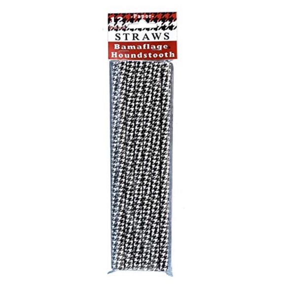 (1) 12 Pack Black & White Houndstooth Straws NIP - Picture 6 of 6